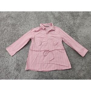 Baby and Me Stretch Maternity Shirt Womens S Pink Striped Empire Tie Waist